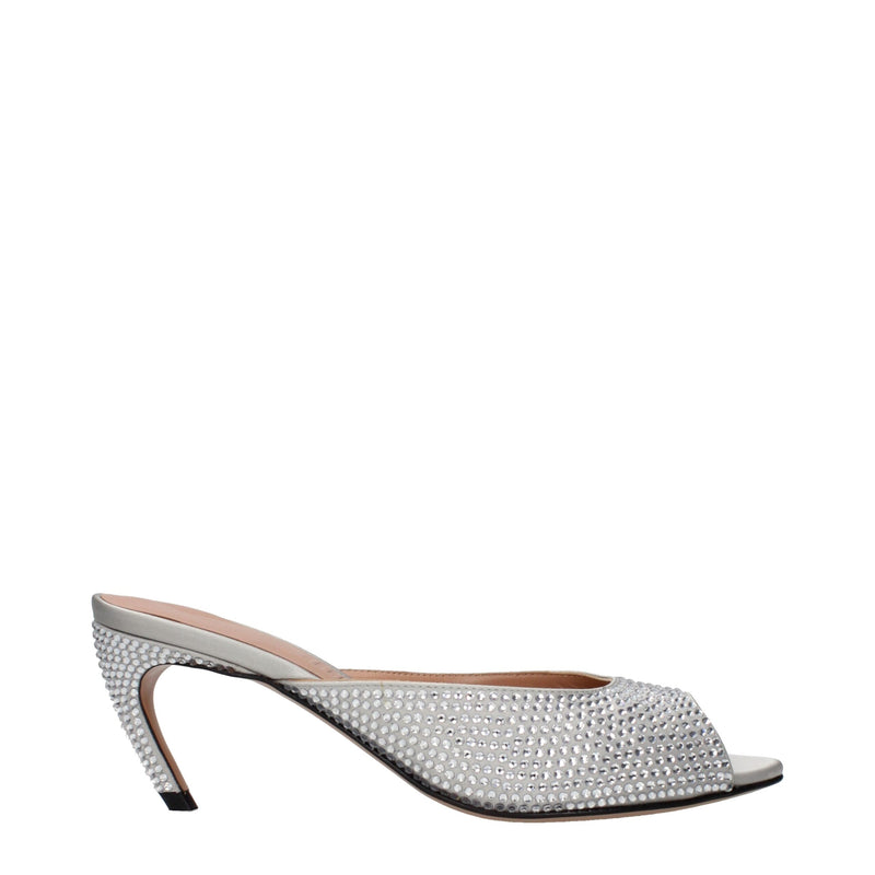 The Attico Gray Satin Stiletto Heel Sandals - Elegant Footwear