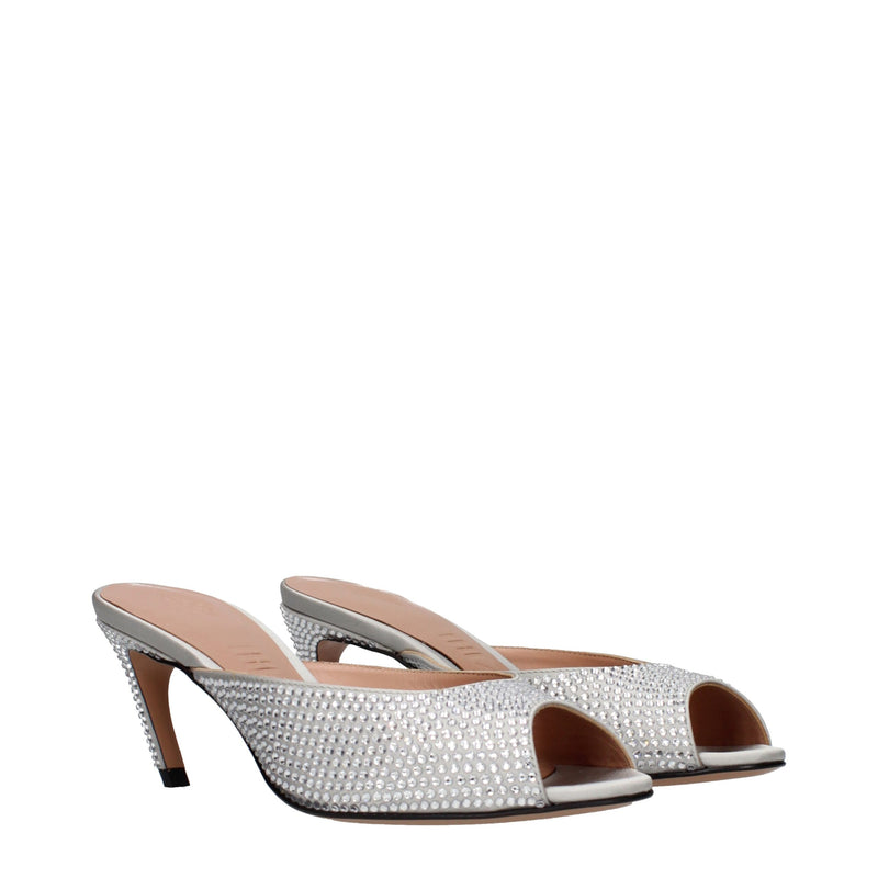 The Attico Gray Satin Stiletto Heel Sandals - Elegant Footwear