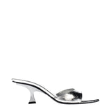 The Attico Gray Leather Flat Sandals - Vintage Effect Design