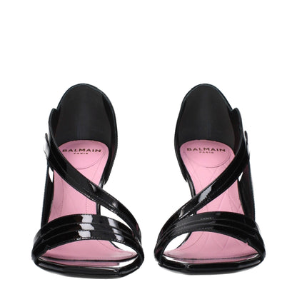 Balmain Zwarte Leren Stiletto Hak Sandalen