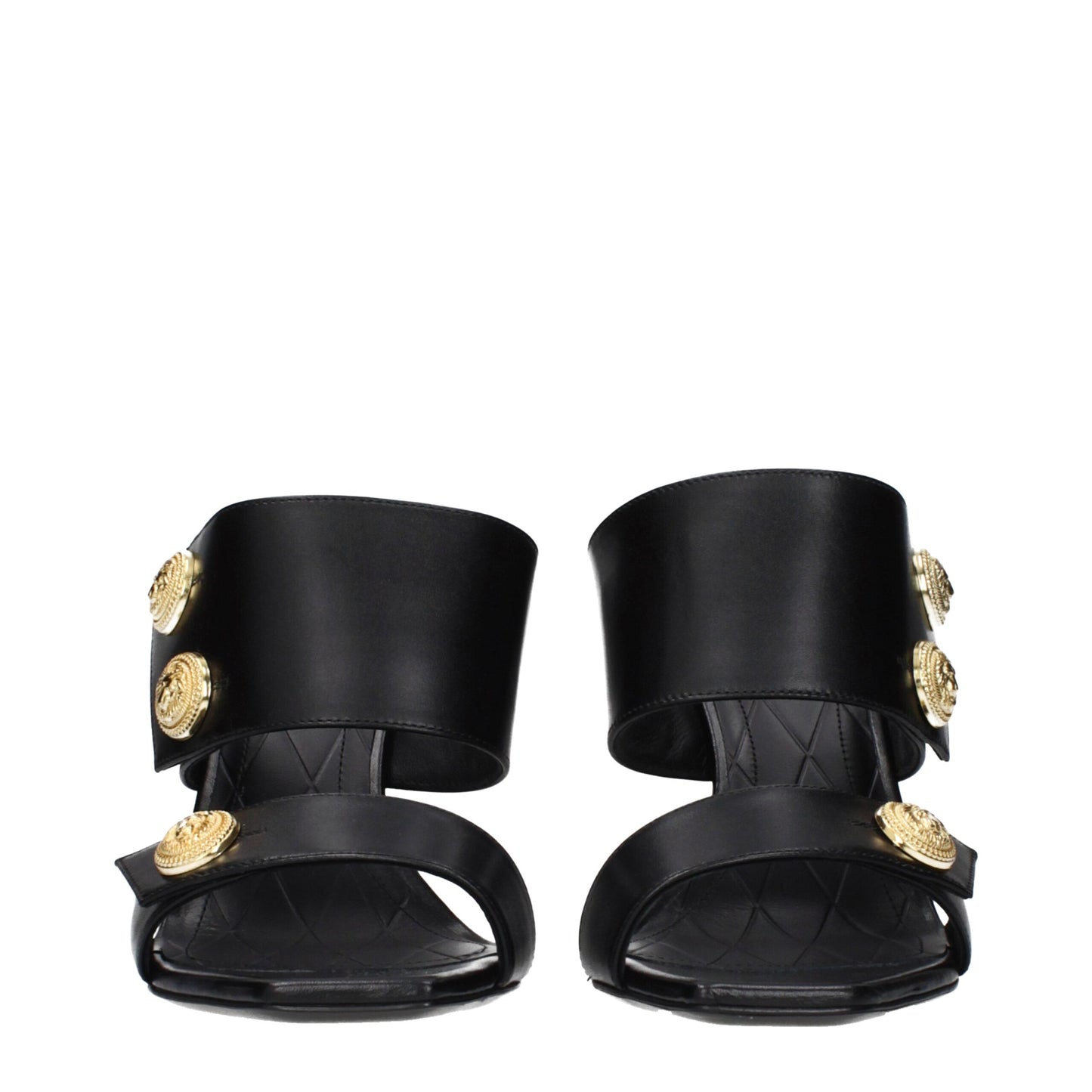 Sandales à talons aiguilles en cuir noir Balmain