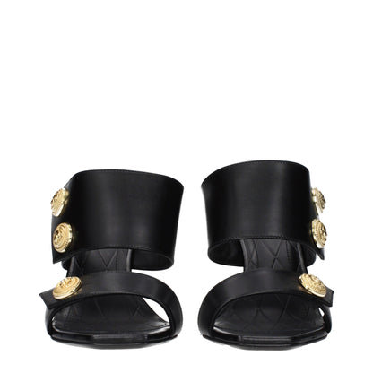 Sandales à talons aiguilles en cuir noir Balmain
