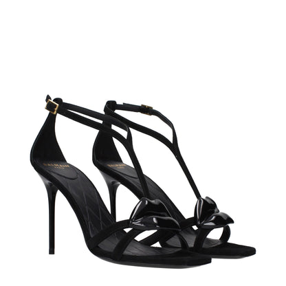 Sandales à talons aiguilles en cuir noir Balmain