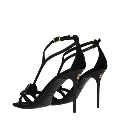 Sandales à talons aiguilles en cuir noir Balmain