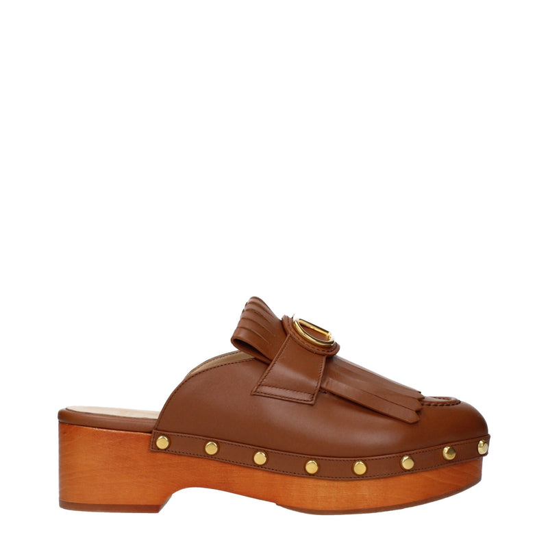 Valentino Garavani Brown Leather Slippers - Luxurious Comfort