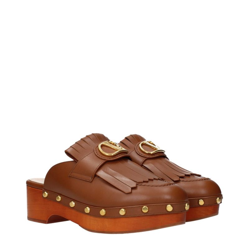 Valentino Garavani Brown Leather Slippers - Luxurious Comfort