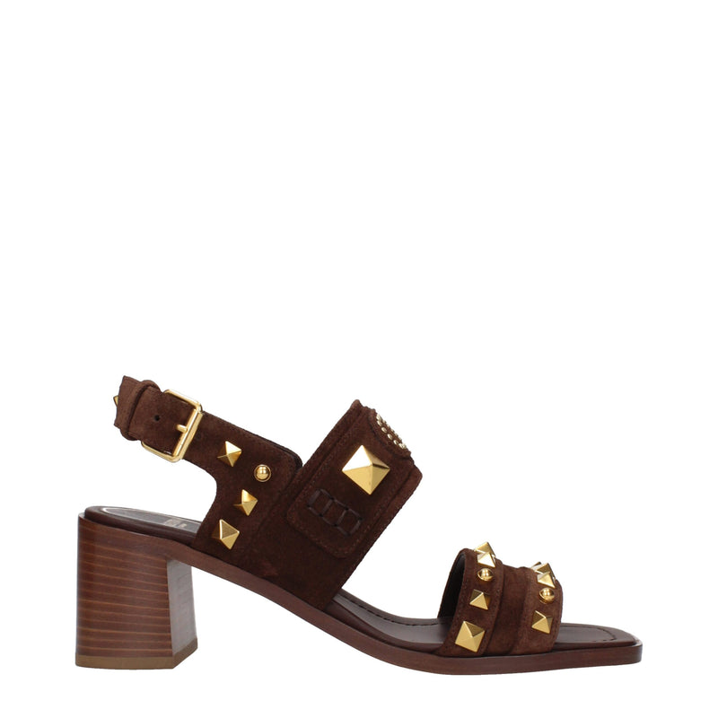 Sandales à lanières en cuir marron Valentino Garavani