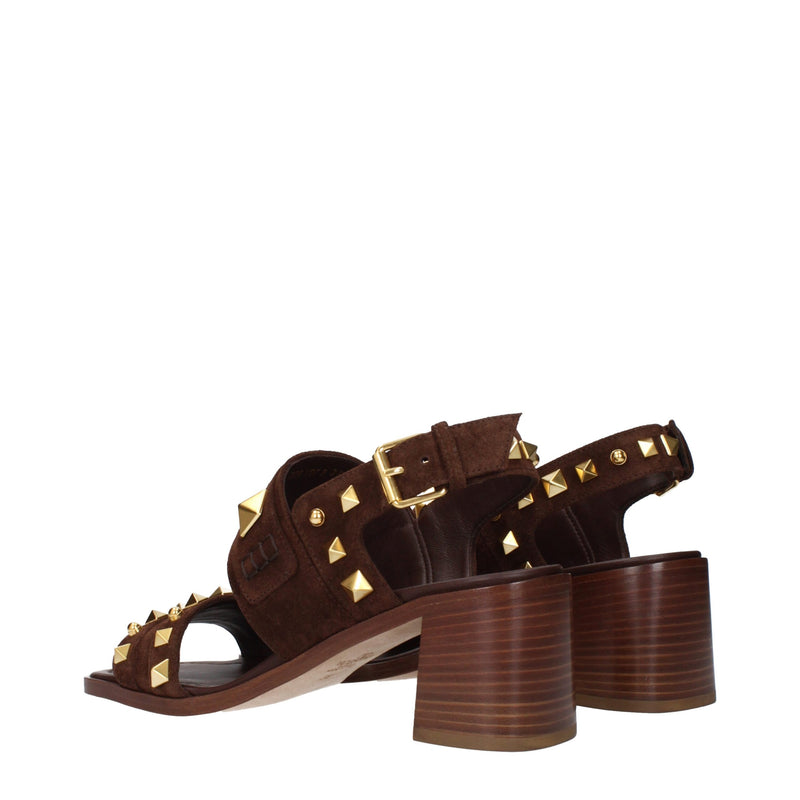 Sandales à lanières en cuir marron Valentino Garavani