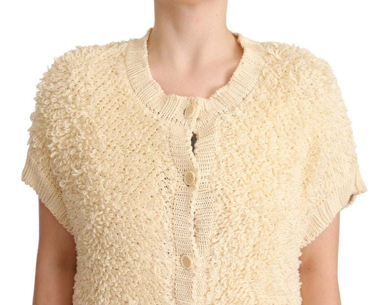 Philosophy Cardigan Beige et Noir à Manches Courtes avec Boutons