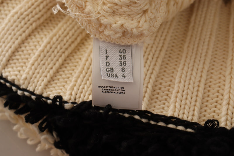 Philosophy Cardigan Beige et Noir à Manches Courtes avec Boutons