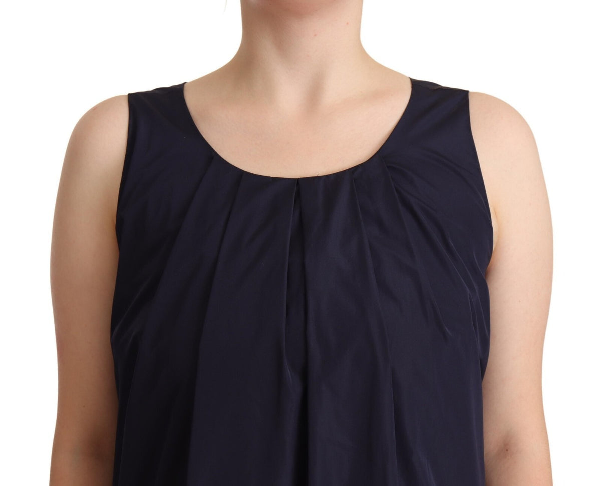 P.A.R.O.S.H. Robe Longue Sans Manches Bleu Marine Silhouette Sirène