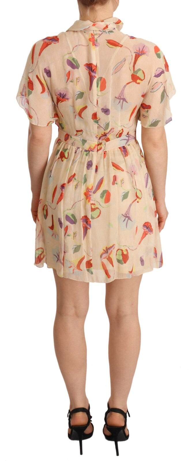 Red Valentino Beige Ascot Collar Aline Mini Dress - IT40