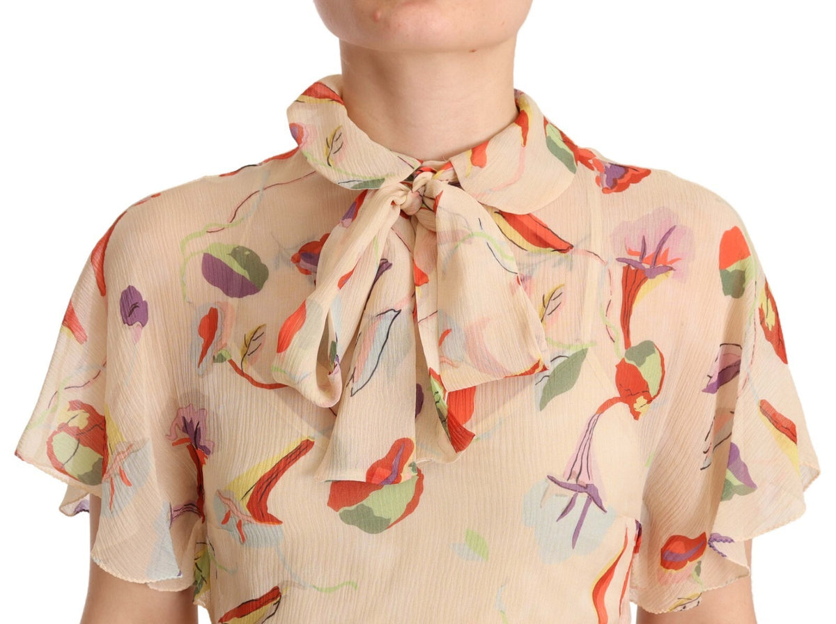 Red Valentino Beige Ascot Collar Aline Mini Dress - IT40