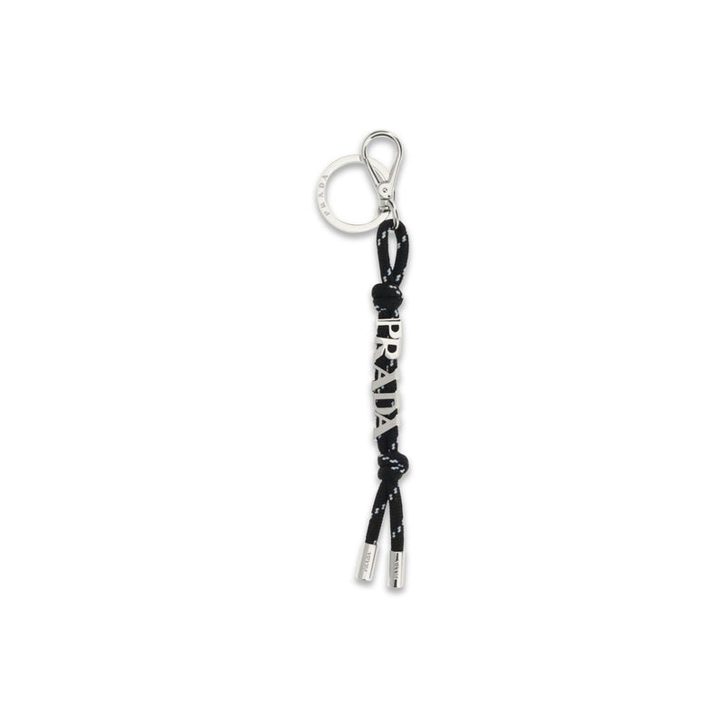 Porte-clés Prada en polyamide recyclé noir
