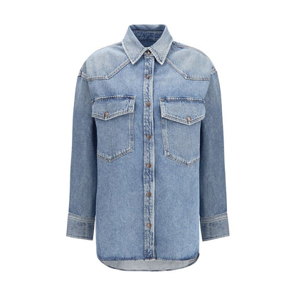 Chemise en denim bleu doré