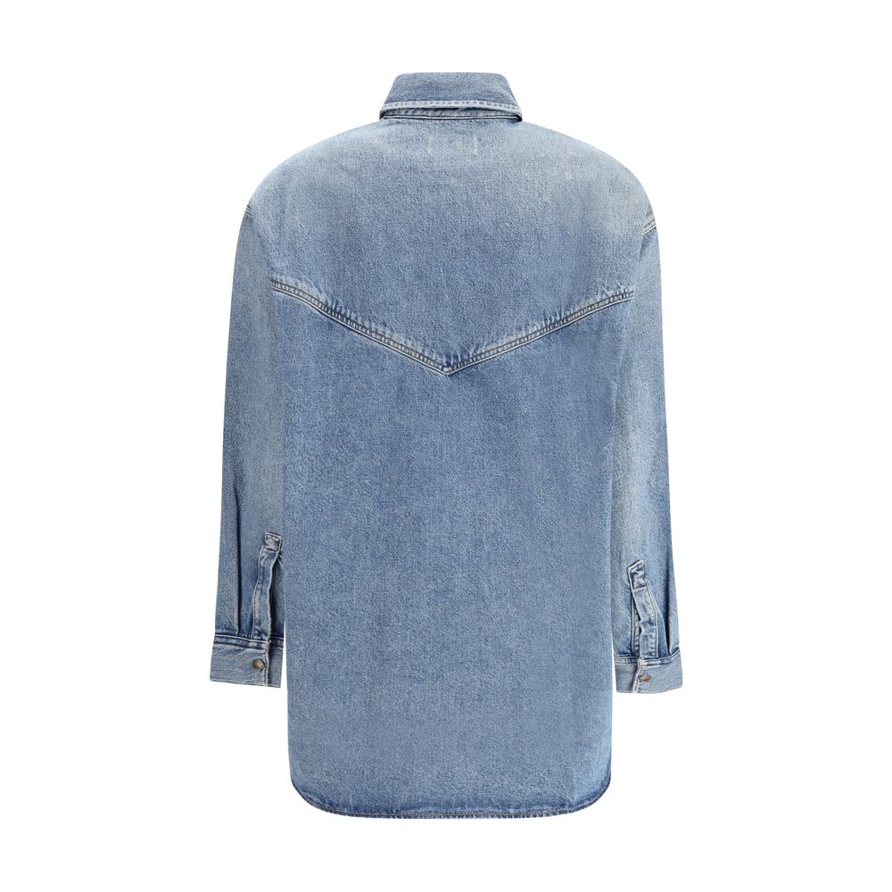 Chemise en denim bleu doré