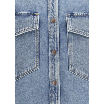 Chemise en denim bleu doré