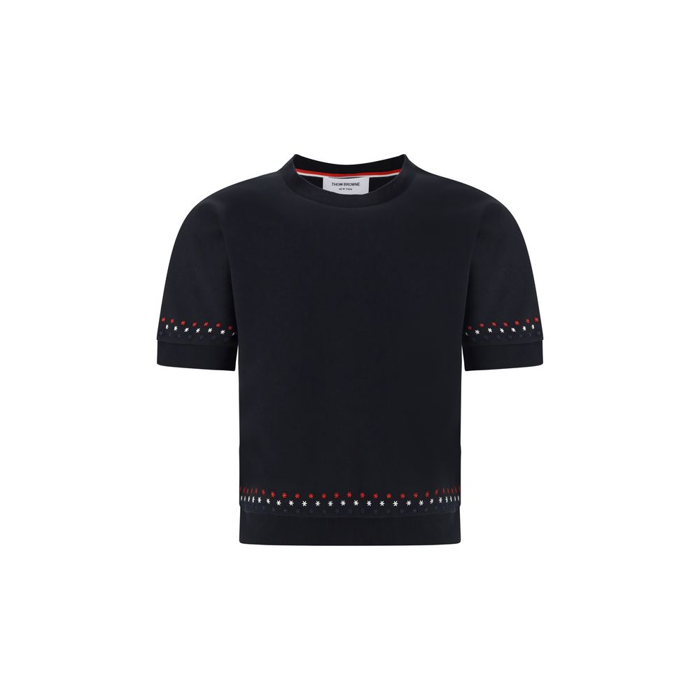 Thom Browne Black Cotton Snowflakes T-Shirt