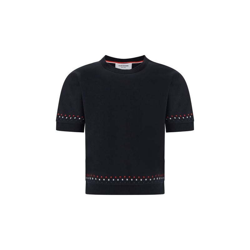 Thom Browne Black Cotton Snowflakes T-Shirt
