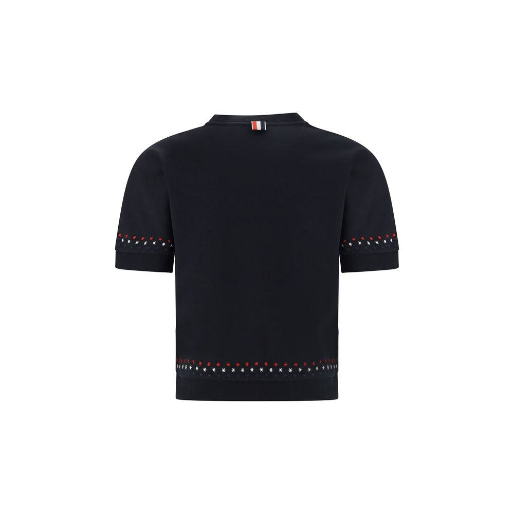 Thom Browne Black Cotton Snowflakes T-Shirt