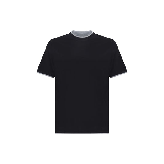 Brunello Cucinelli Black Cotton T-Shirt for Men