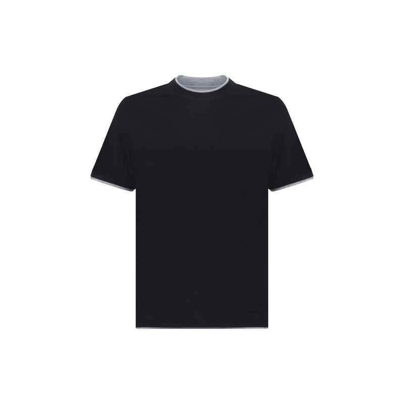 Brunello Cucinelli Black Cotton T-Shirt for Men