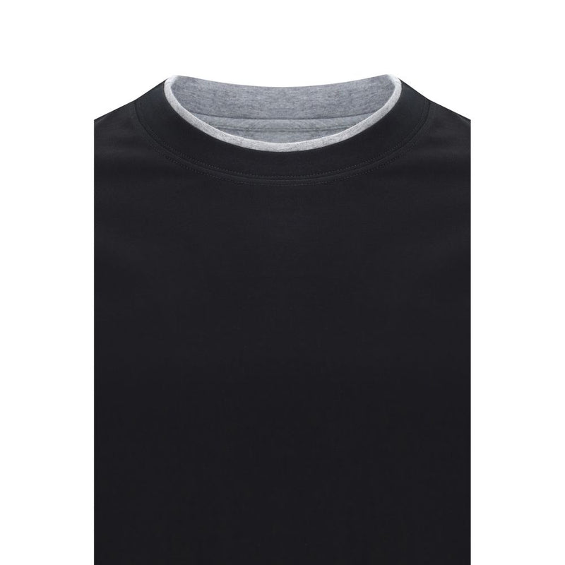 Brunello Cucinelli Black Cotton T-Shirt for Men