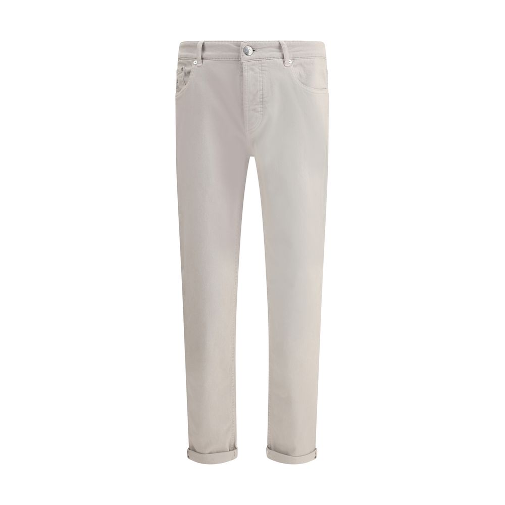 Brunello Cucinelli Jeans Denim Beige en Coton pour Homme