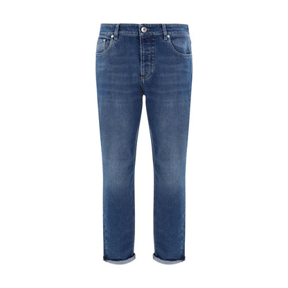 Brunello Cucinelli blauwe katoenen straight-leg jeans