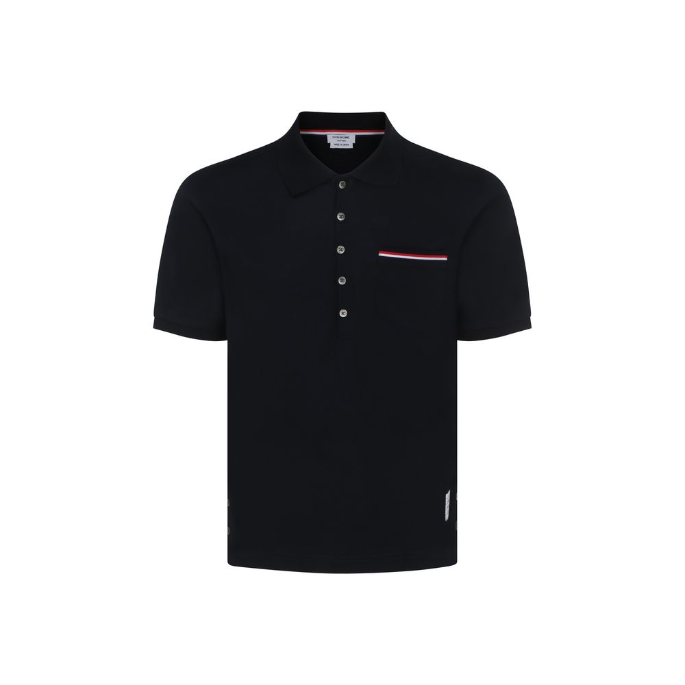 Polo Shirt en Coton Bleu Thom Browne - Élégance Contemporaine