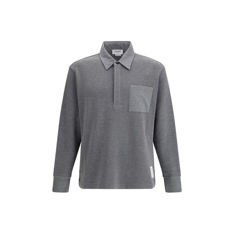 Thom Browne Gray Cotton Polo Shirt - Timeless Elegance
