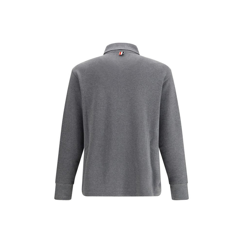 Thom Browne Gray Cotton Polo Shirt - Timeless Elegance