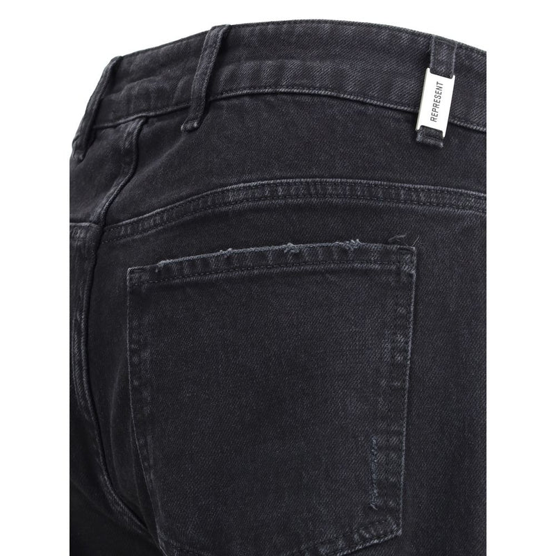 Represent Black Cotton Straight-Leg Jeans - R2 Model