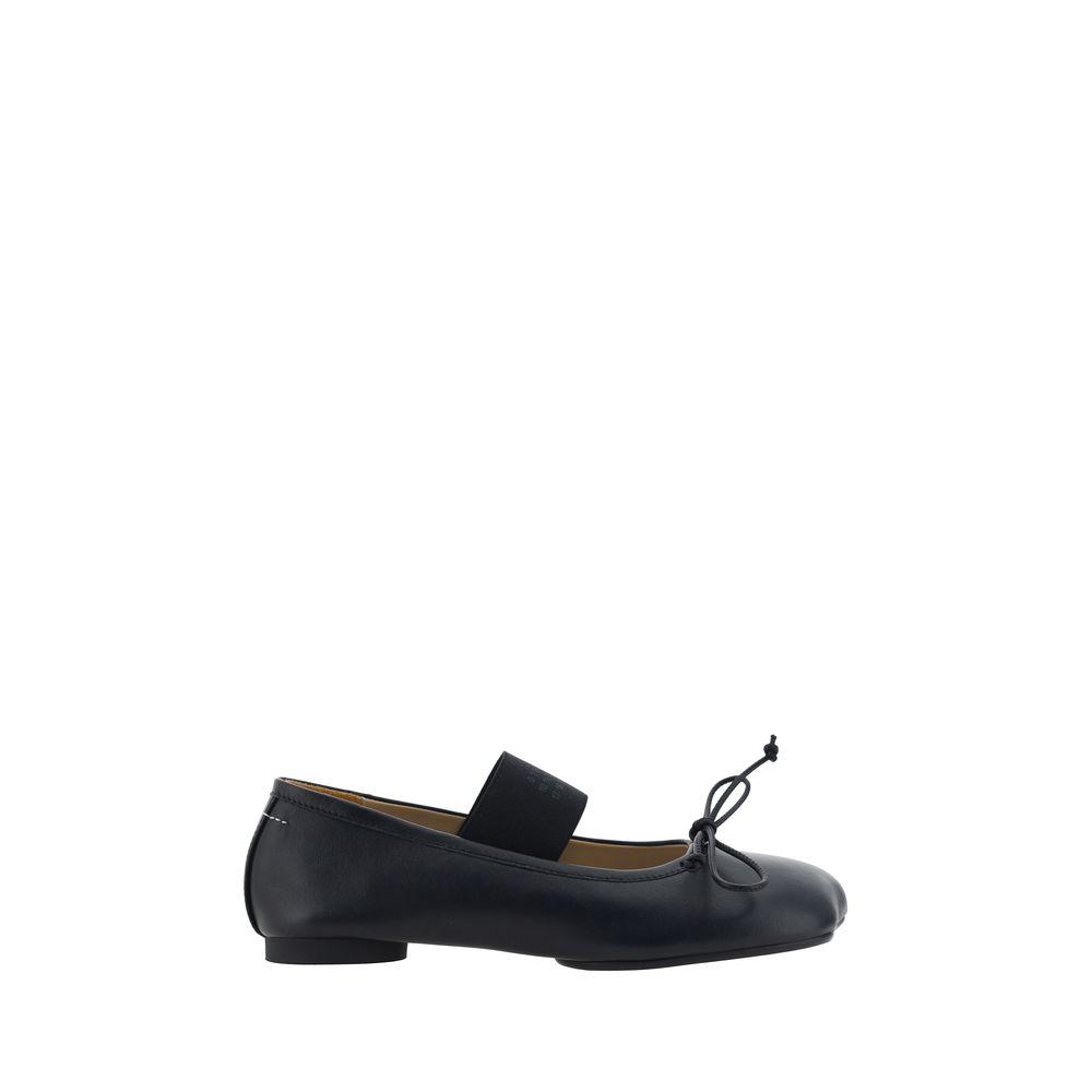 Ballerines Bos Taurus en cuir de veau noir MM6
