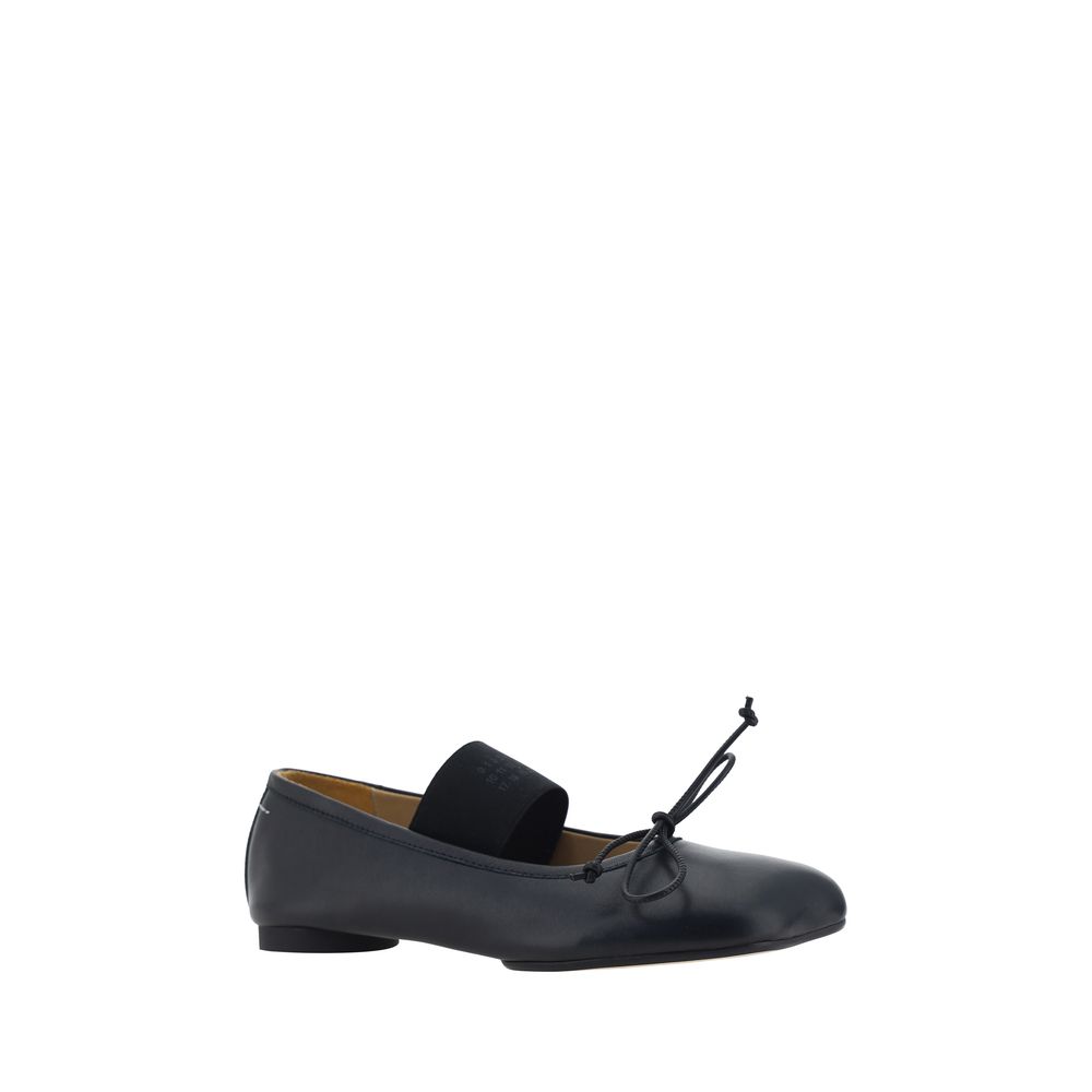 Ballerines Bos Taurus en cuir de veau noir MM6