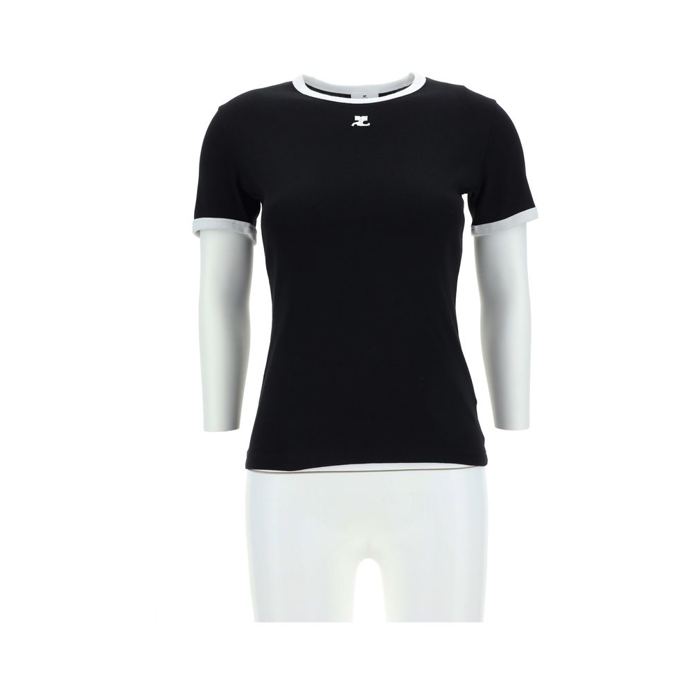 T-Shirt en Coton Noir Courrèges - Essentiel Chic Casual