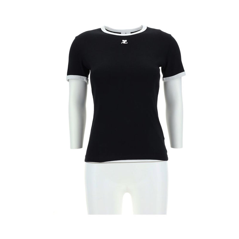 T-Shirt en Coton Noir Courrèges - Essentiel Chic Casual