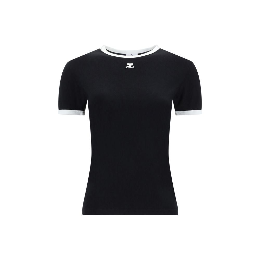 T-Shirt en Coton Noir Courrèges - Essentiel Chic Casual