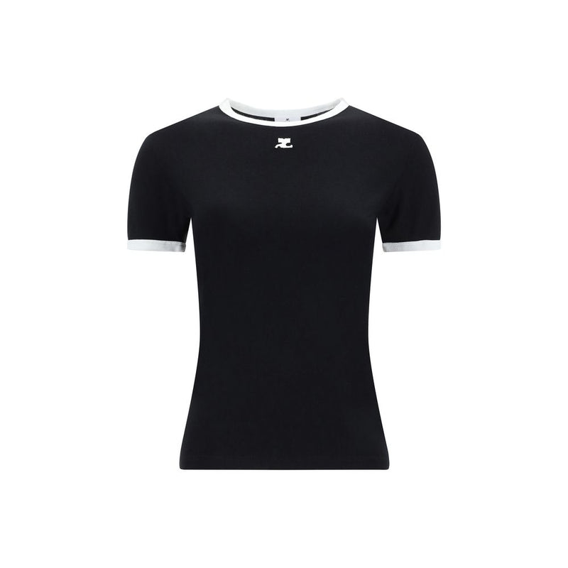 T-Shirt en Coton Noir Courrèges - Essentiel Chic Casual