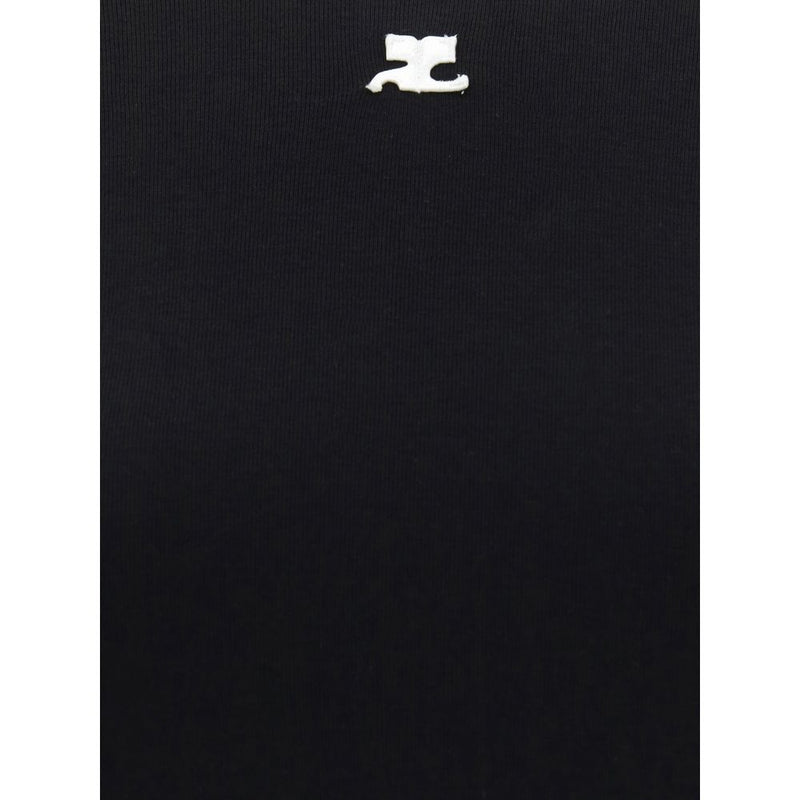 T-Shirt en Coton Noir Courrèges - Essentiel Chic Casual