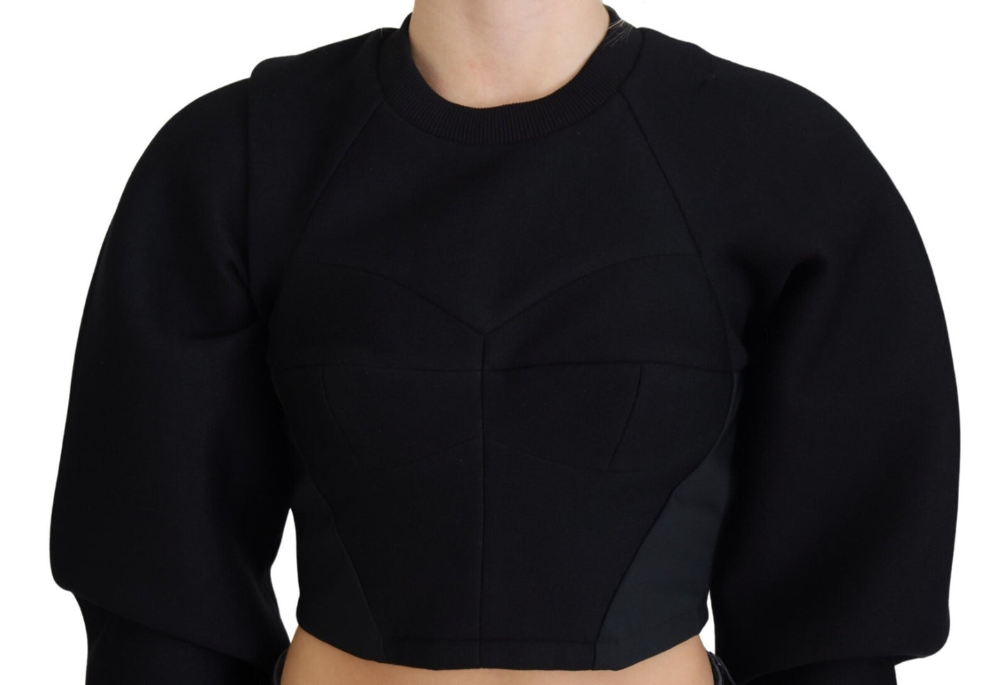 Philosophy Black Cropped Zipper Back Sweatshirt Sweater