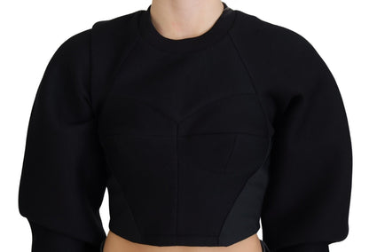 Philosophy Black Cropped Zipper Back Sweatshirt Sweater