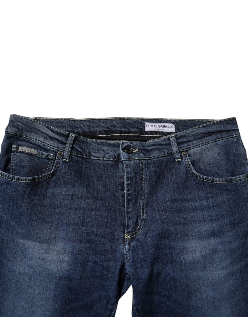 Jean skinny en coton stretch bleu délavé Dolce &amp; Gabbana