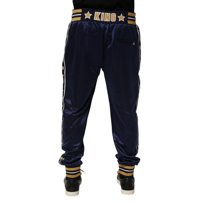 Pantalon de jogging taille mi-haute en nylon bleu Dolce &amp; Gabbana