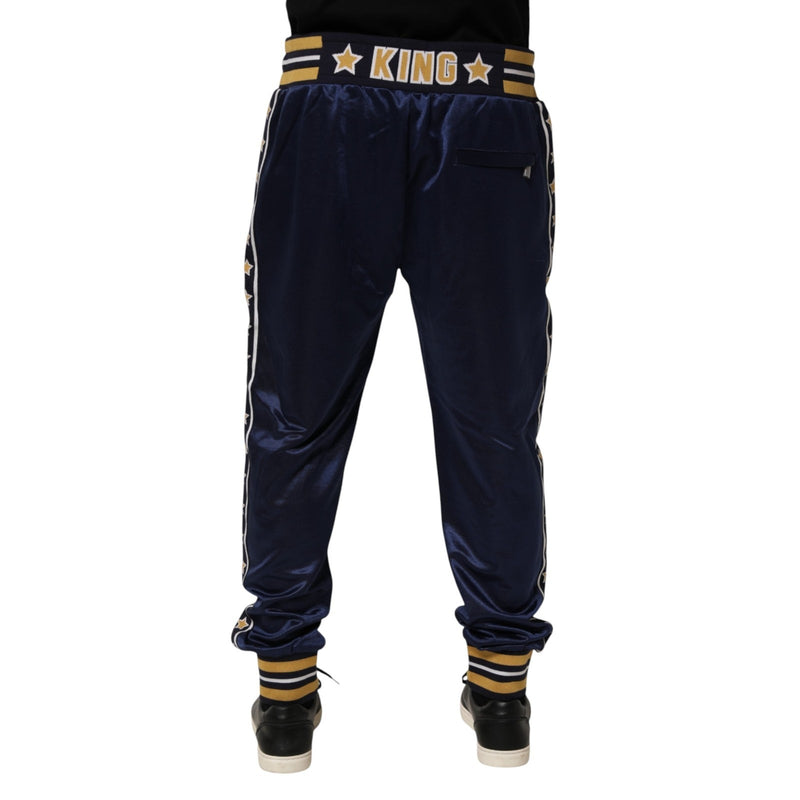 Pantalon de jogging taille mi-haute en nylon bleu Dolce &amp; Gabbana