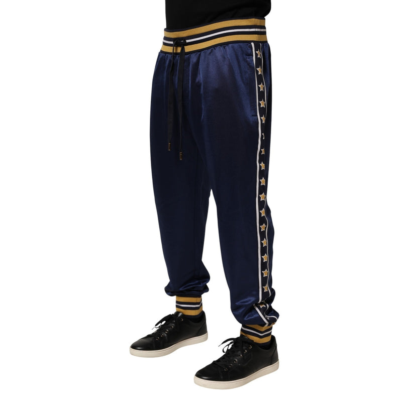 Pantalon de jogging taille mi-haute en nylon bleu Dolce &amp; Gabbana