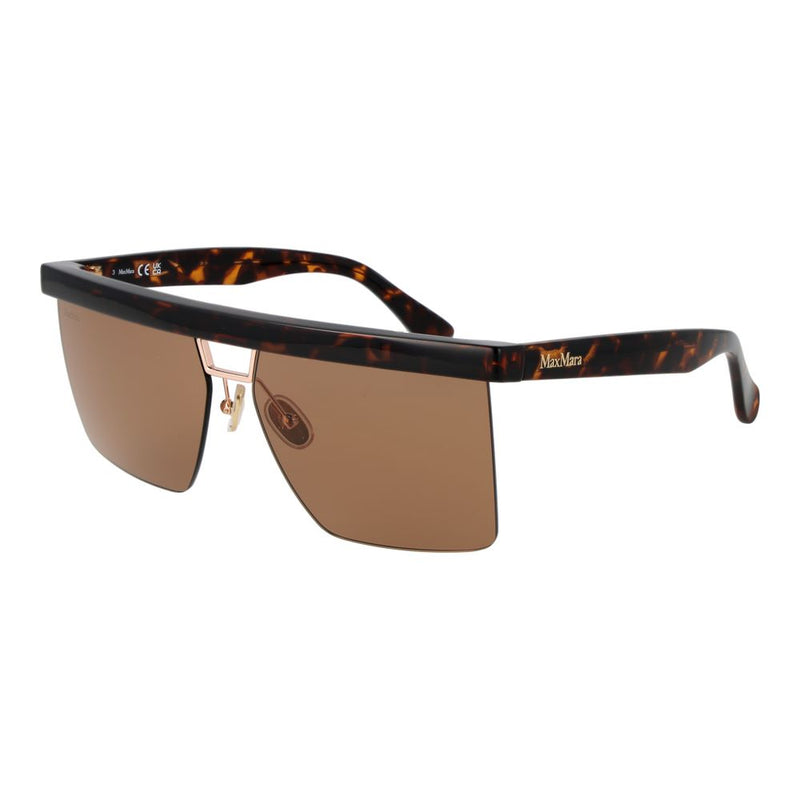 Max Mara Brown Plastic Sunglasses - Stylish Browline Design