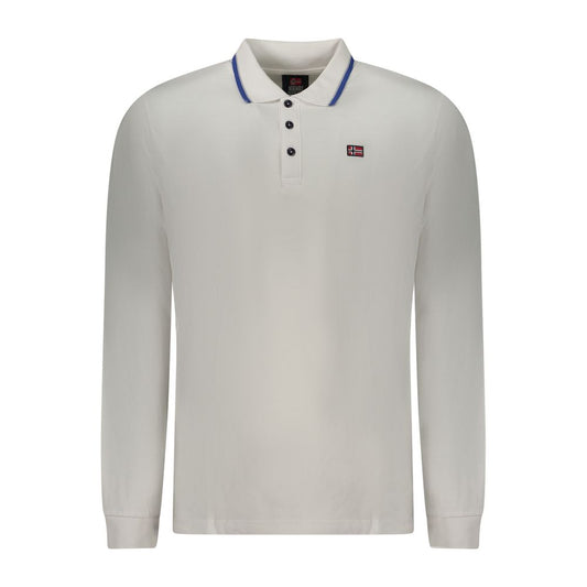 Norway 1963 White Cotton Long Sleeve Polo Shirt for Men
