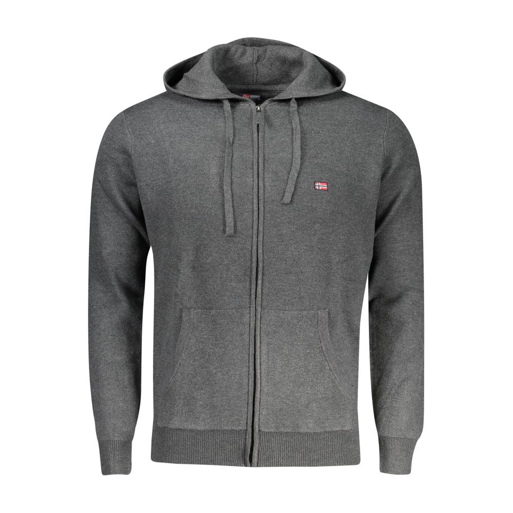 Norway 1963 Gray Polyester Men's Hooded Cardigan