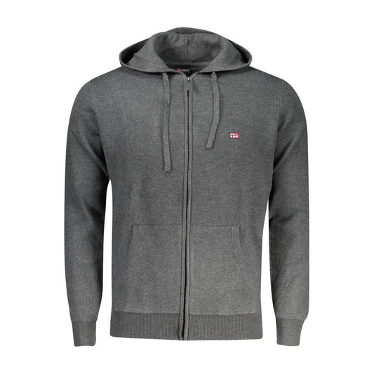 Norway 1963 Gray Polyester Men's Hooded Cardigan